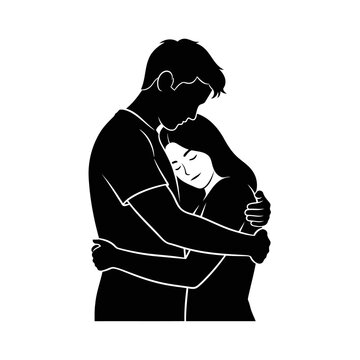 A cute cupple huging 