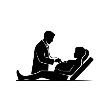 silhouette of a pragnent woman sitting on a chair and nurse take care