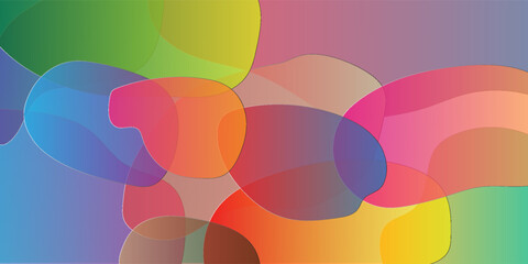 Fototapeta premium A vibrant and abstract composition featuring a dynamic arrangement of translucent, multicolored shapes overlapping to create a swirling visual effect