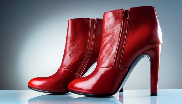 a pair of red leather high heel stiletto boots