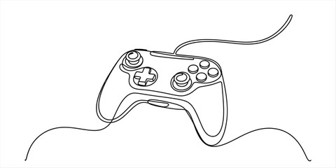 Continuous single line drawing of a video game controller gamepad Vector, illustration © Ranjona Vector Art