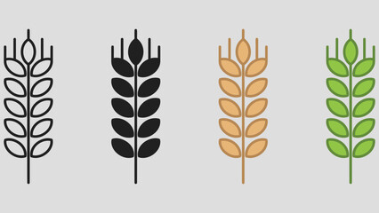 Obraz premium Wheat icon. Simple grain or cereal symbol. Rye, harvest or gluten vector illustration. Agriculture plant isolated icon set. 
