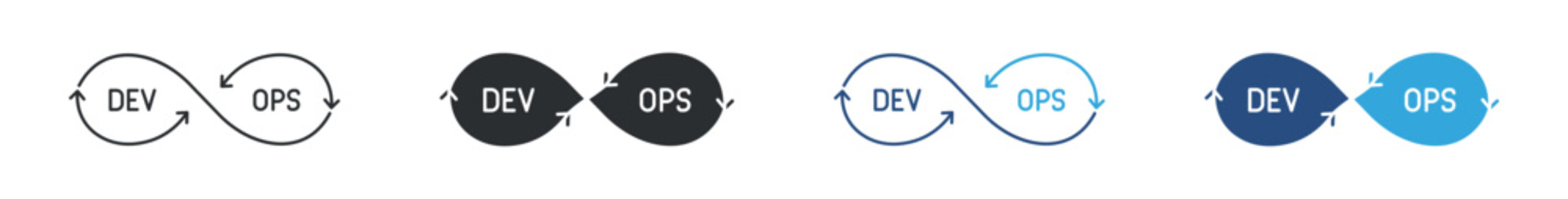 DevOps infinity loop icon set. software development and operations workflow. continuous integration concept. vector illustration.