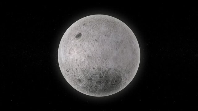 Realistic Rotating Moon Loop, Planet Animation in Space Full HD Background
