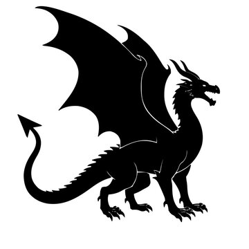 European Dragon Lindworm Silhouette &ndash; Flat Vector Plotter Cut File