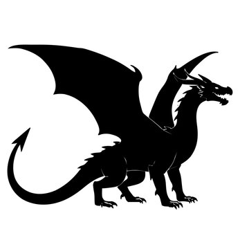 European Dragon Lindworm Silhouette &ndash; Flat Vector Plotter Cut File