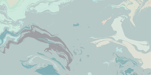 Abstract grunge background featuring a seamless pattern with blue flowers and ink splashes amidst a tropical coral reef with fish and dolphins swimming in the deep blue ocean nature. © Liza