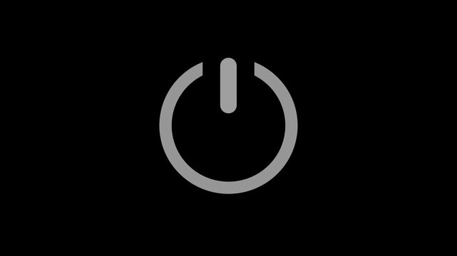 Animated green neon power button with click effect on black background. Seamless loop start icon motion graphic, 4K Video