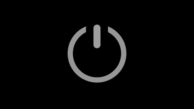 Animated green neon power button with click effect on black background. Seamless loop start icon motion graphic, 4K Video