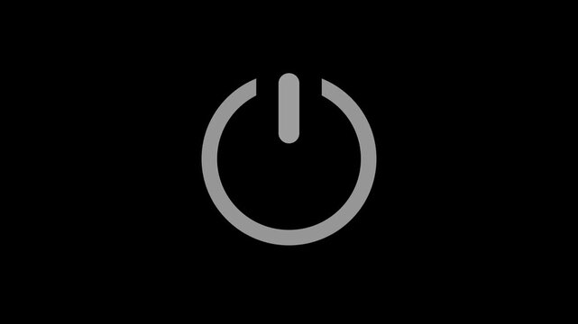 Animated green neon power button with click effect on black background. Seamless loop start icon motion graphic, 4K Video