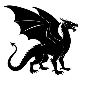 European Dragon Lindworm Silhouette &ndash; Flat Vector Plotter Cut File