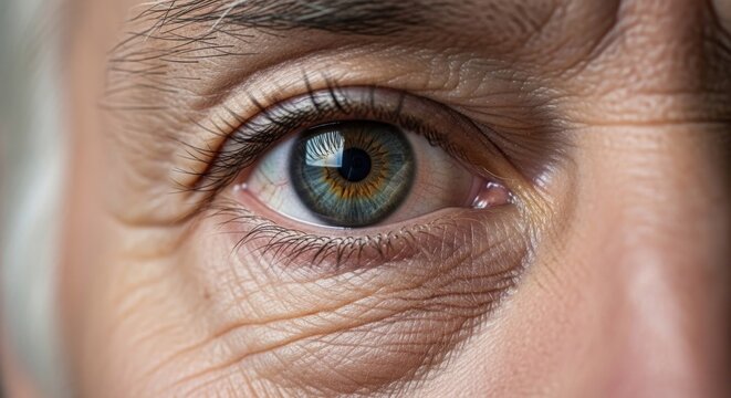 Closeup of a human eye showcasing intricate details and textures capturing the essence of sight and perception.