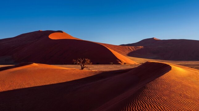 Majestic Red Sand Dunes of Namib-Naukluft National Park at Sunrise