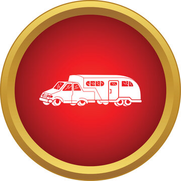 Camping truck pulling a travel trailer icon symbolizing outdoor adventure