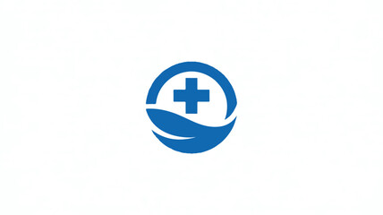 Fototapeta premium A minimalist medical logo design featuring a blue cross and wave symbol