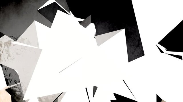 抽象的モノトーン立体メタリック幾何学模様ループモーショングラフィックス背景