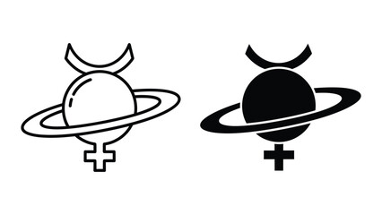 Mercury symbol combined with planet saturn illustration © MDSAHIDUL