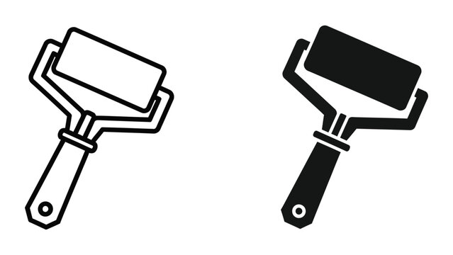 Black and white paint roller icon illustration