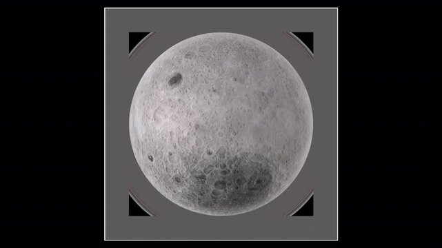 Realistic Rotating Moon Loop, Planet Animation in Space HD Transparent Background with gradient around the object