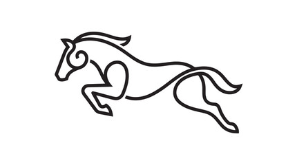 Fototapeta premium Elegant galloping horse vector icon, a minimalist black line art symbol capturing motion and power, ideal for modern digital design resources