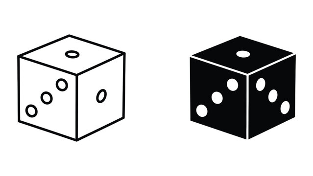 Black and white dice with four dots facing forward