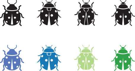 ladybug insect icon, solid black, white background, minimalist, sharp edges, vector style. © Brown Fish