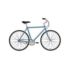 Fototapeta premium Blue Bicycle Illustration Isolated on White Background