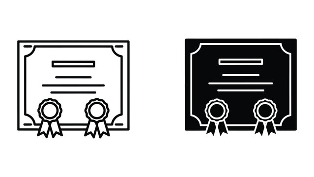 Black and white certificate with ribbon seals vector illustration