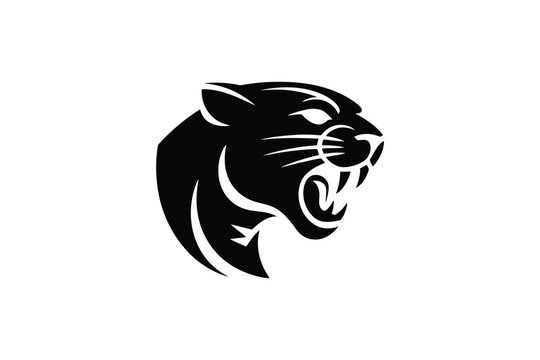 Black silhouette of a roaring panther head