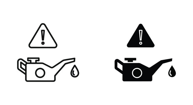 Oil change warning icon set for automotive maintenance and vehicle repair
