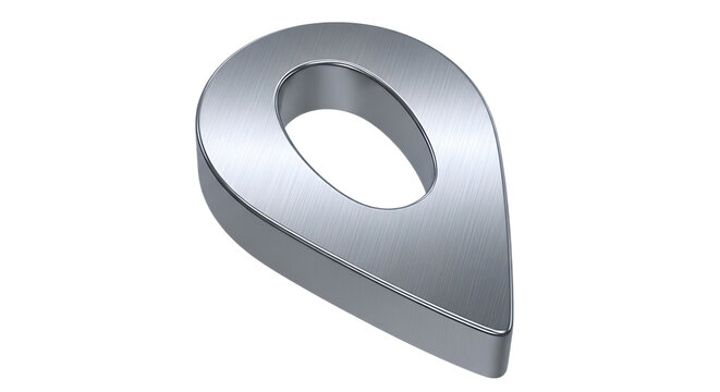 Silver map pinpoint icon on black background location marker