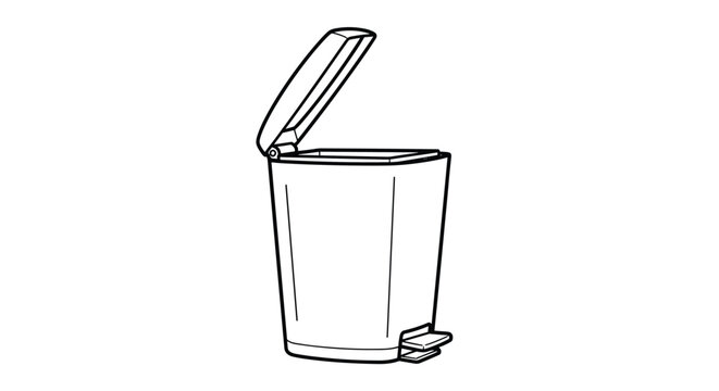 Kitchen pedal trash can with its lid open reveals the interior design of a modern waste disposal bin for home or office cleanliness.