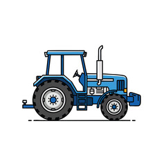 Obraz premium Blue farm tractor side view flat vector illustration.