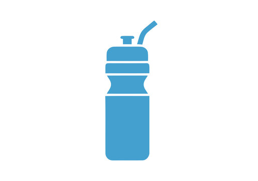 Blue Sports Water Bottle Vector Icon - Hydration and Fitness Symbol Isolated on White Background