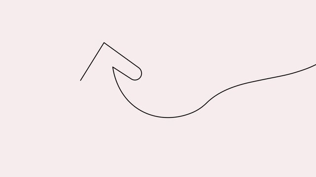 Arrow continuous line 4K animation video showing downward direction on a minimal background