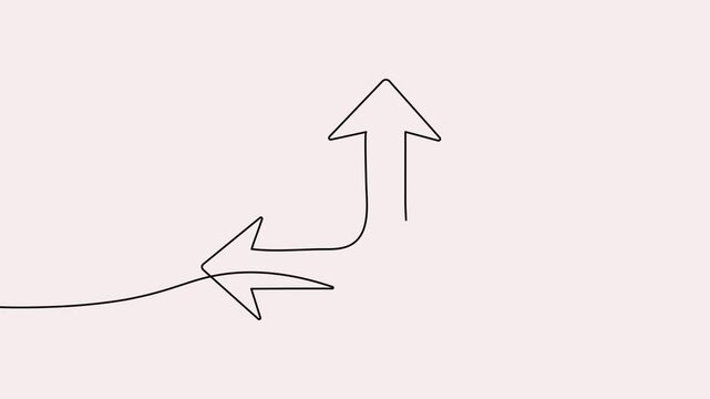 Arrow continuous line 4K animation video showing downward direction on a minimal background
