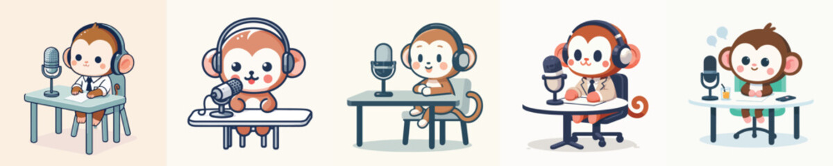 cute monkey vector doing podcast © sarah16blakeyxh2