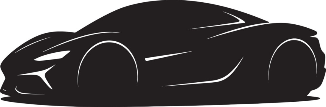 Modern supercar silhouette for automotive and transportation designs.