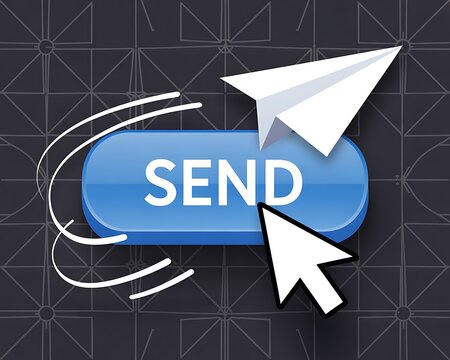 Send Button with Paper Airplane and Mouse Cursor