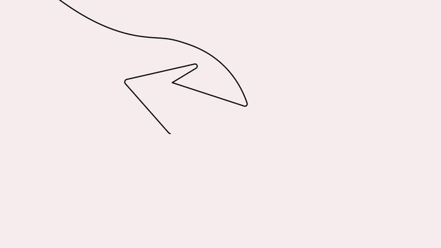 Arrow continuous line 4K animation video showing downward direction on a minimal background