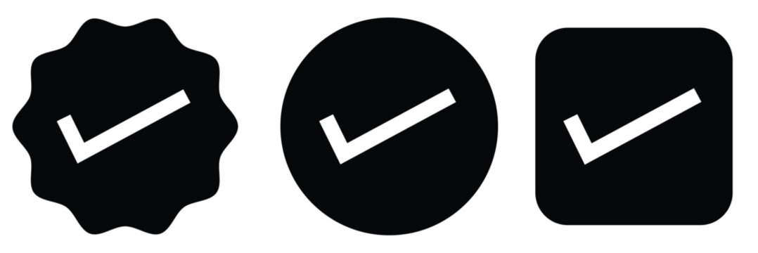  black checkmark , checkmark icon set, approved symbol, checked checkbox mark, checkmark set, editable line. white background, EPS10 