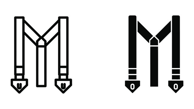 Modern abstract vector letter m with binary digits