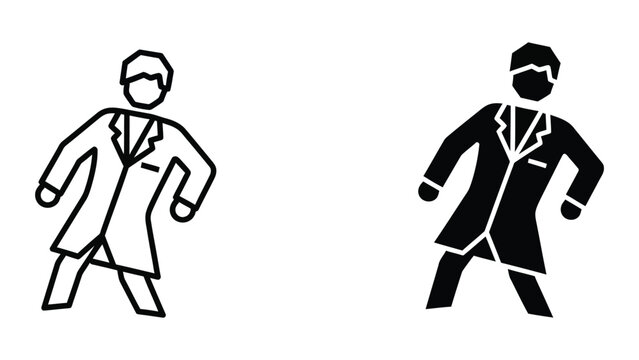 Two walking business icons with different styles