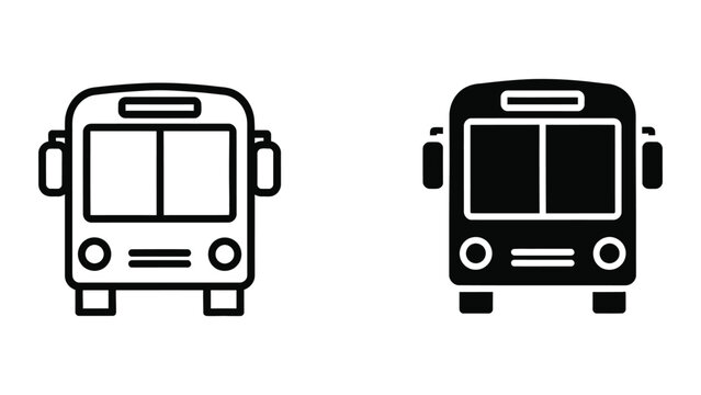 Black and white bus icons side by side comparison
