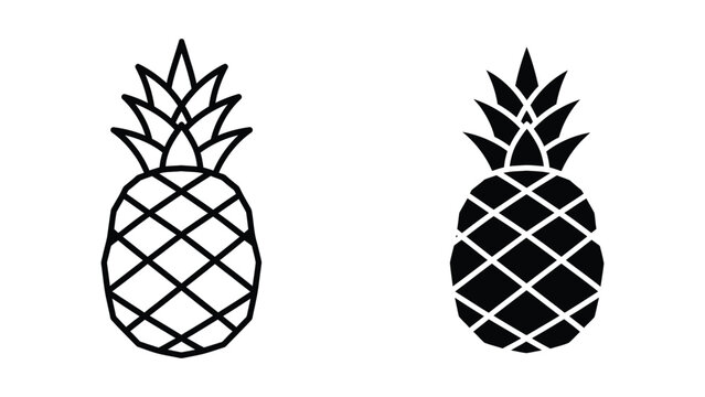 Simple pineapple illustration in black and white