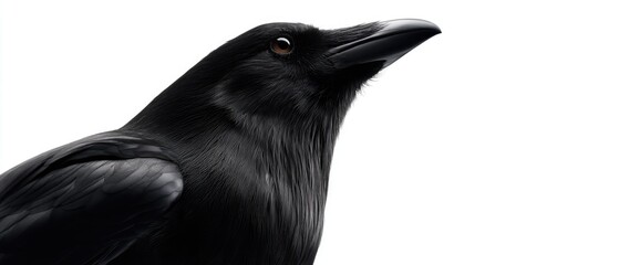 Obraz premium Raven in black and white captures the elegance of its plumage and features against a bright background in a clean and minimalist composition