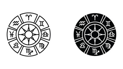 Astrological zodiac wheel symbols with contrasting backgrounds © Jahidul