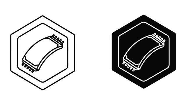 Modern computer ram memory module icon in hexagon frame