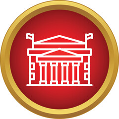 Naklejka premium White outline of a classical building with columns and flags in a red circle