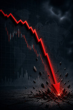 Financial Crisis Concept with Falling Red Arrow and Market Collapse